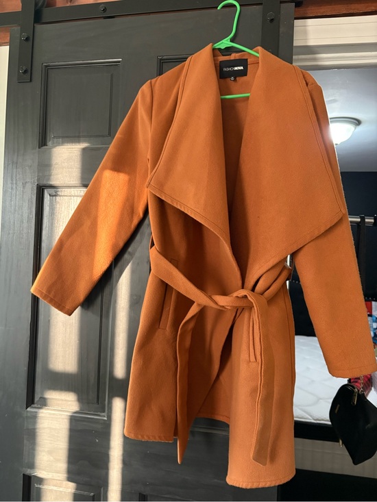 Fashion Nova Jackets & Blazers - Fashion Nova Women's Burnt Orange Wrap Trench Coat with Belt